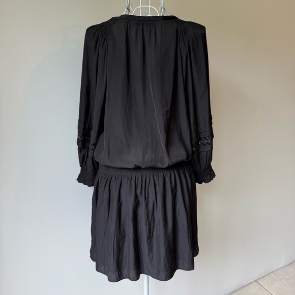RAMY BROOK Aubree Studded 3/4 Sleeve Tunic Dress drop elastic waist black SZ M - Picture 5 of 9